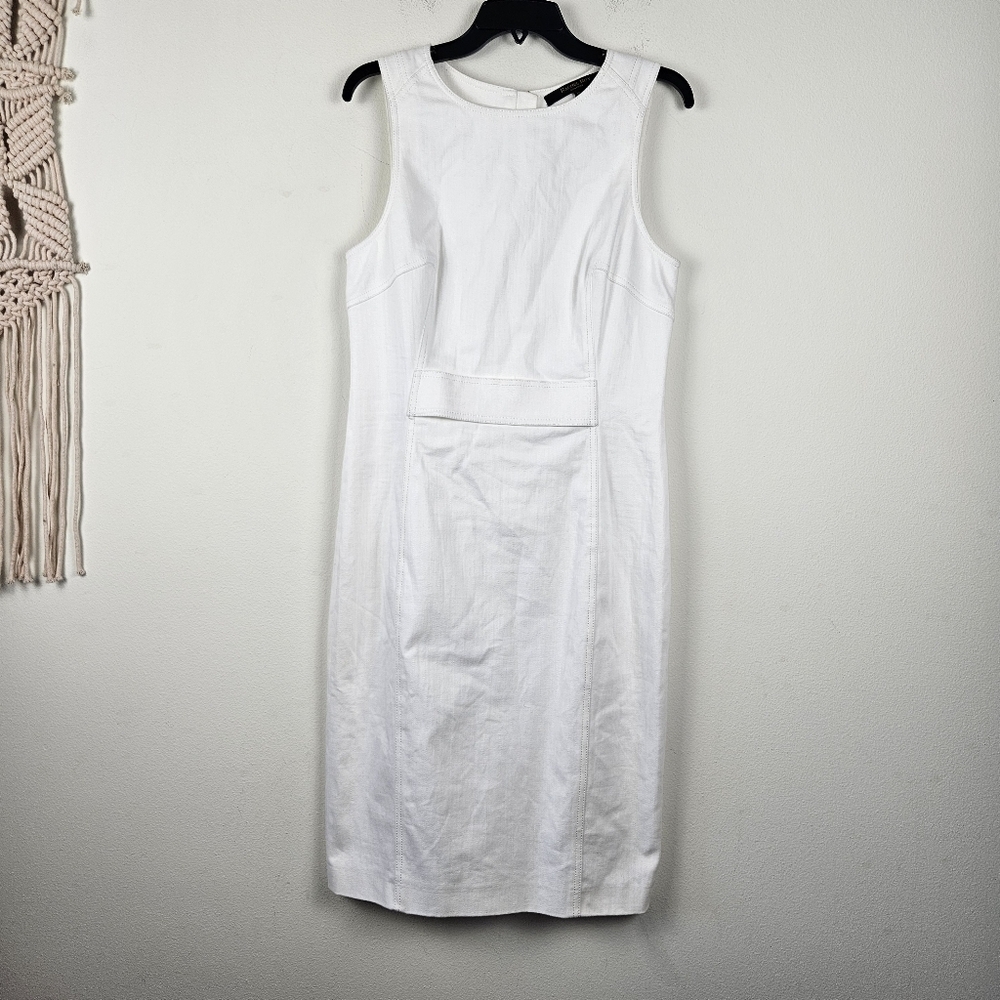 Rachel Roy signature white denim dress Lined Sleeveless Size 12